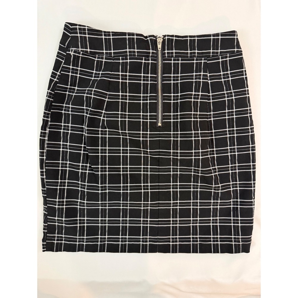 Garage Black White Plaid Mini Skirt Front Slit High Waisted Size xs - Picture 6 of 6